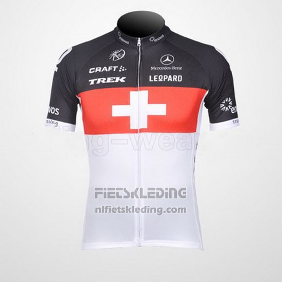 2011 Fietskleding Trek Leqpard Kampioen Zwitserland Rood en Wit Korte Mouwen en Koersbroek